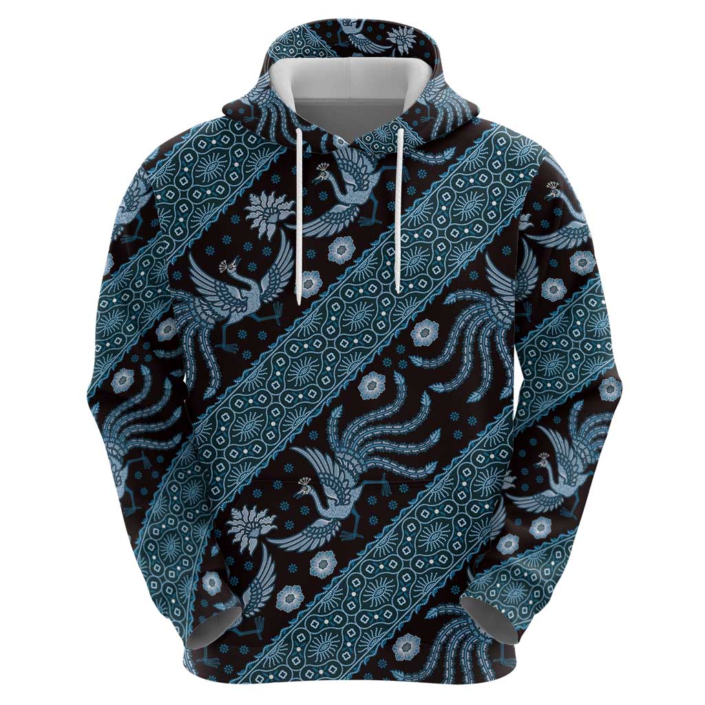 Indonesia Batik Pattern Zip Hoodie Blue Version - Wonder Print Shop