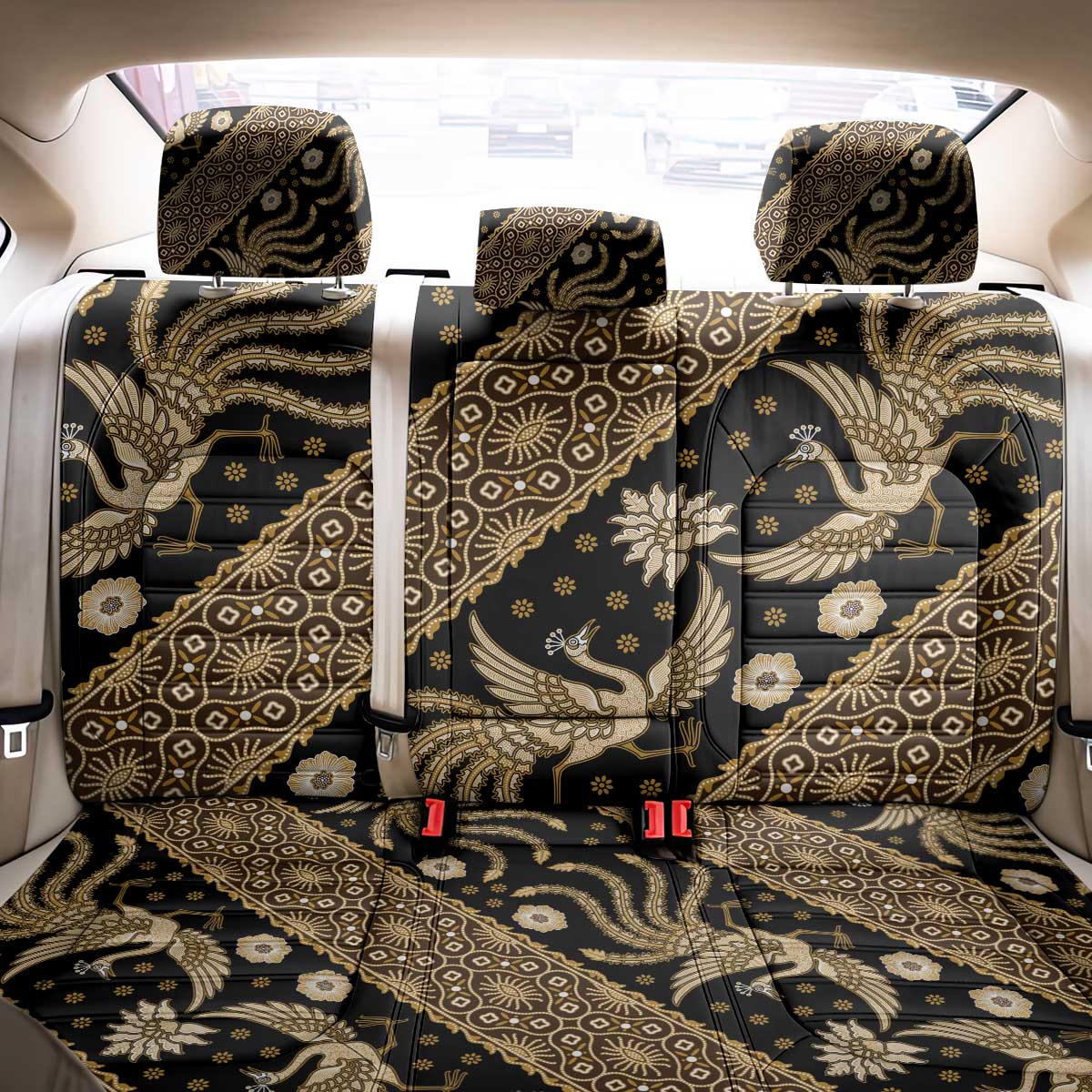 Indonesia Batik Pattern Back Car Seat Cover Gold Version - Wonder Print Shop