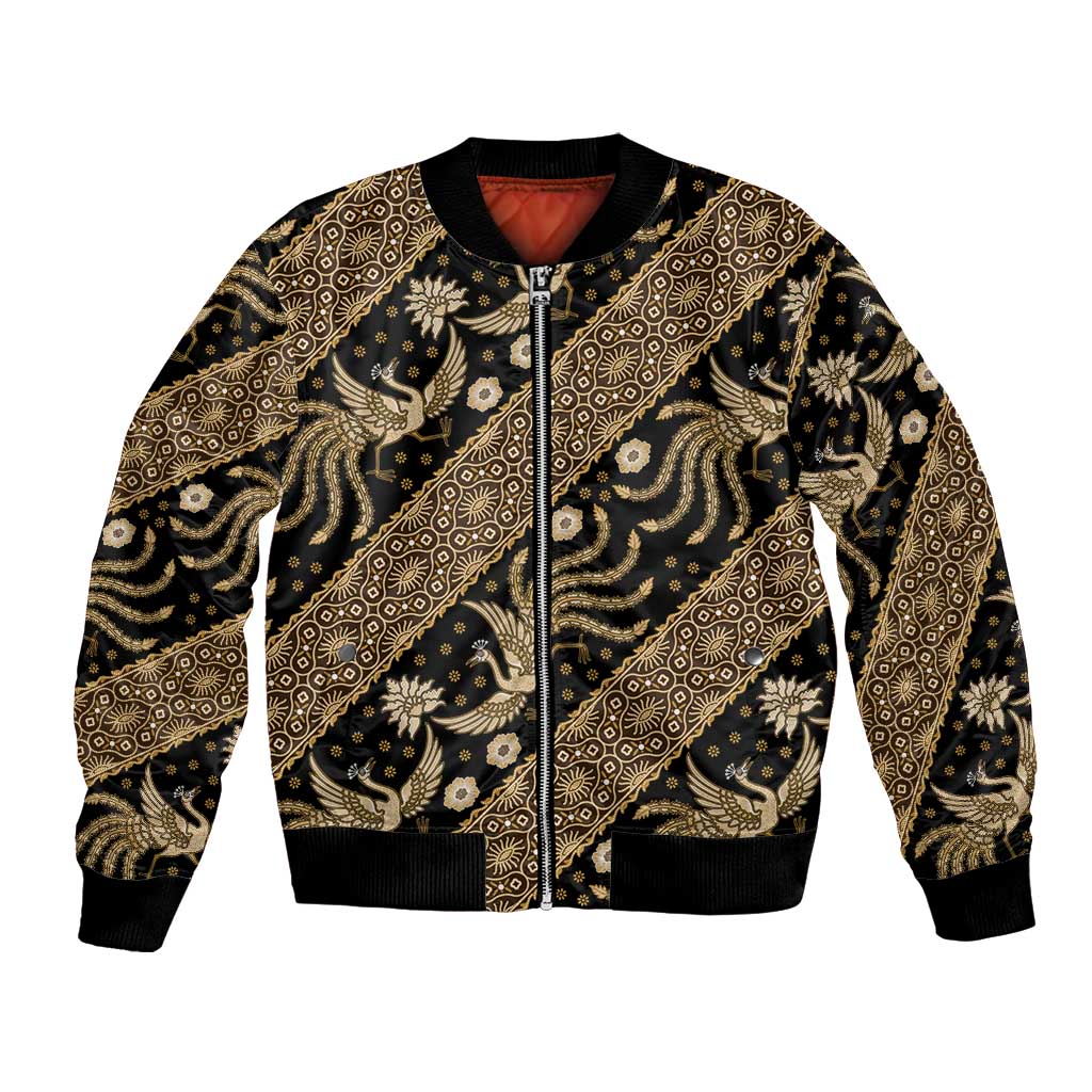 Indonesia Batik Pattern Bomber Jacket Gold Version - Wonder Print Shop