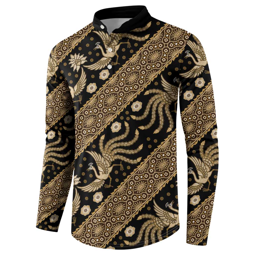 Indonesia Batik Pattern Button Sweatshirt Gold Version - Wonder Print Shop