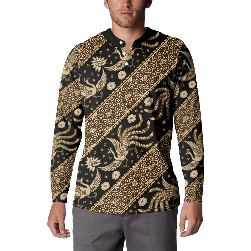 Indonesia Batik Pattern Button Sweatshirt Gold Version - Wonder Print Shop