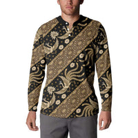 Indonesia Batik Pattern Button Sweatshirt Gold Version - Wonder Print Shop