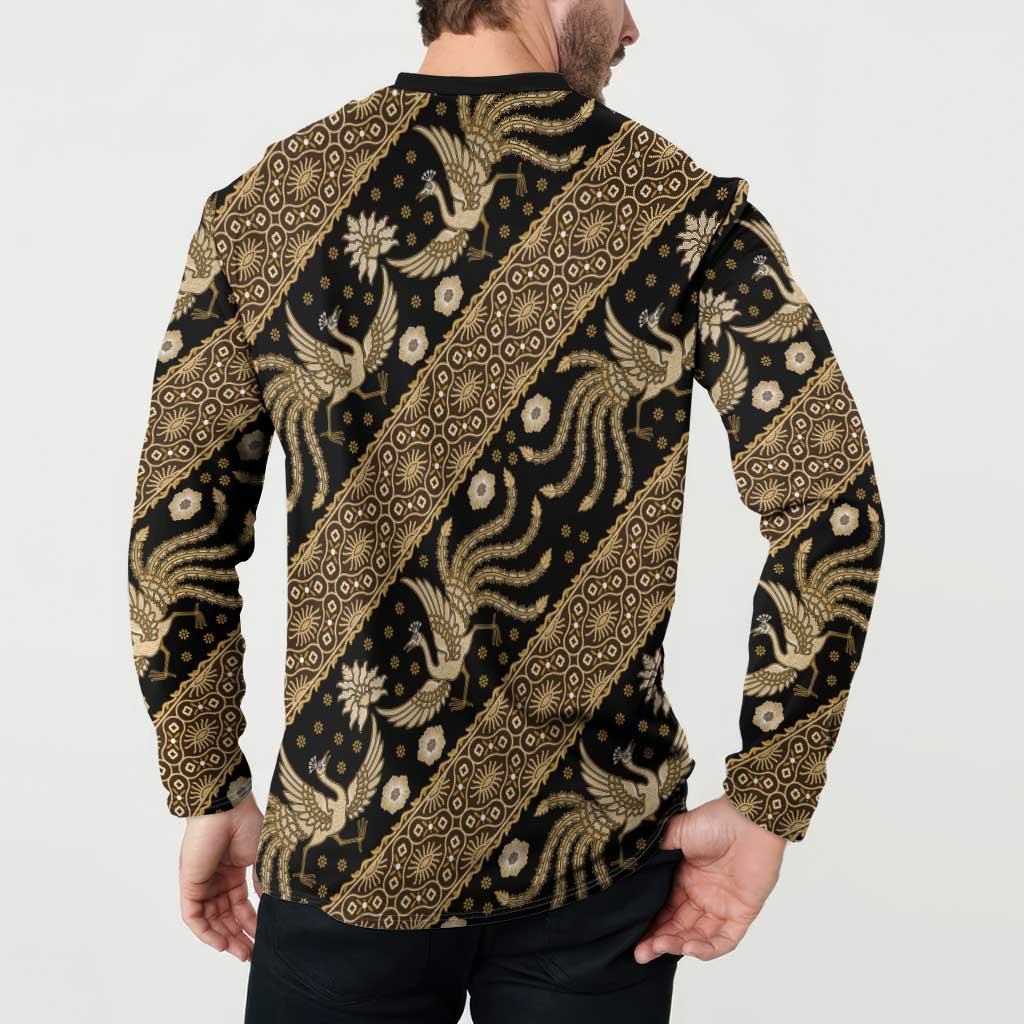 Indonesia Batik Pattern Button Sweatshirt Gold Version - Wonder Print Shop