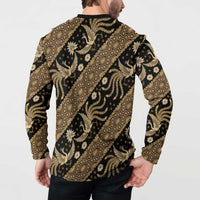Indonesia Batik Pattern Button Sweatshirt Gold Version - Wonder Print Shop