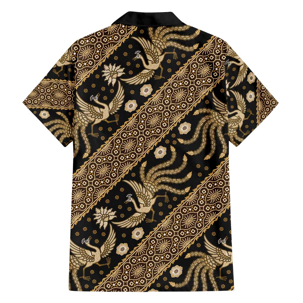 Indonesia Batik Pattern Family Matching Tank Maxi Dress and Hawaiian Shirt Gold Version - Wonder Print Shop