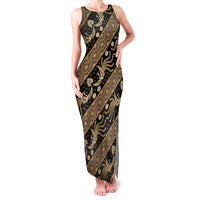 Indonesia Batik Pattern Family Matching Tank Maxi Dress and Hawaiian Shirt Gold Version - Wonder Print Shop