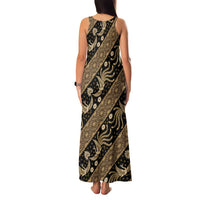 Indonesia Batik Pattern Family Matching Tank Maxi Dress and Hawaiian Shirt Gold Version - Wonder Print Shop