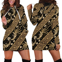Indonesia Batik Pattern Hoodie Dress Gold Version - Wonder Print Shop