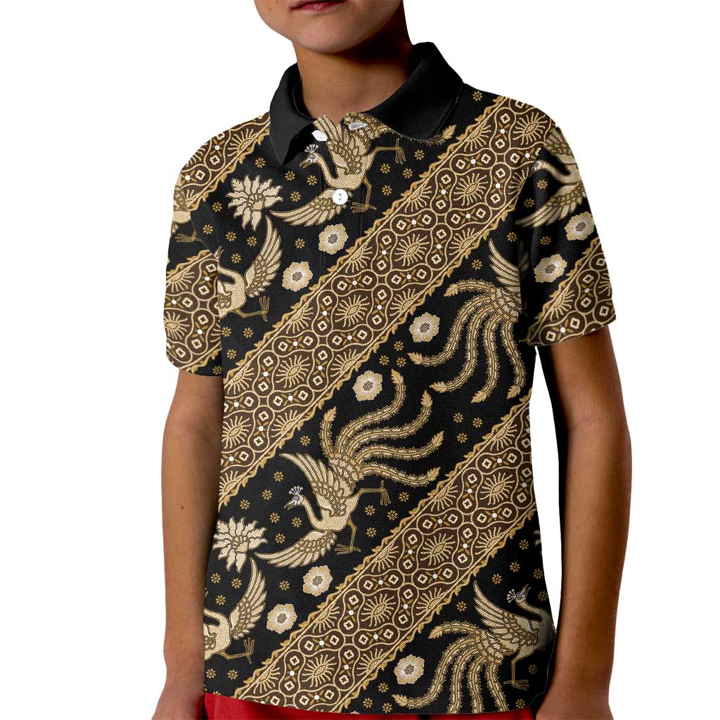 Indonesia Batik Pattern Kid Polo Shirt Gold Version - Wonder Print Shop
