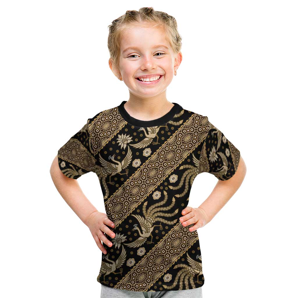 Indonesia Batik Pattern Kid T Shirt Gold Version - Wonder Print Shop