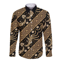 Indonesia Batik Pattern Long Sleeve Button Shirt Gold Version - Wonder Print Shop