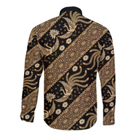Indonesia Batik Pattern Long Sleeve Button Shirt Gold Version - Wonder Print Shop