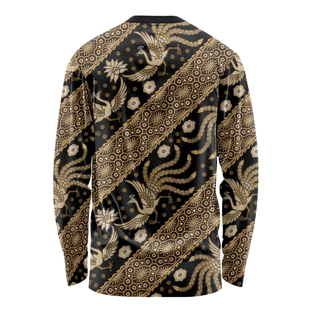 Indonesia Batik Pattern Long Sleeve Shirt Gold Version - Wonder Print Shop