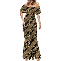 Indonesia Batik Pattern Mermaid Dress Gold Version - Wonder Print Shop