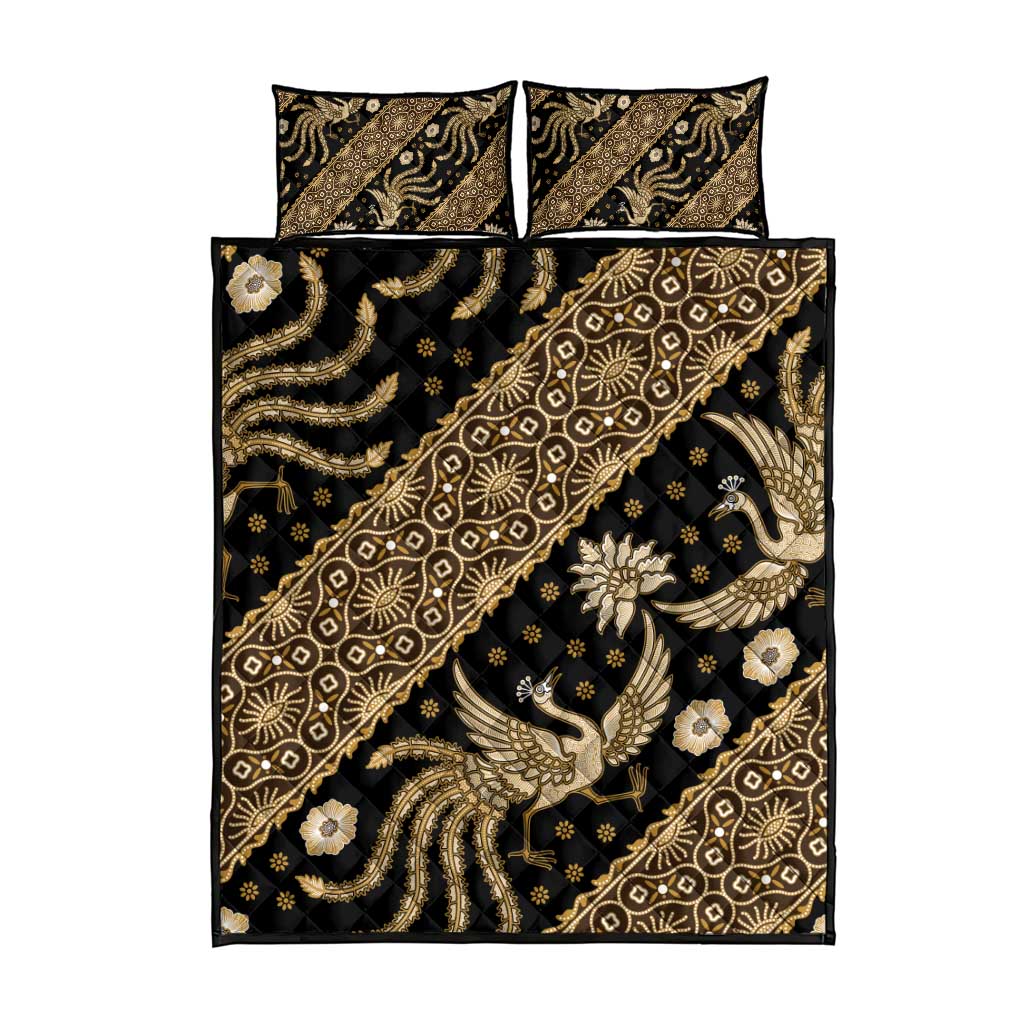 Indonesia Batik Pattern Quilt Bed Set Gold Version - Wonder Print Shop