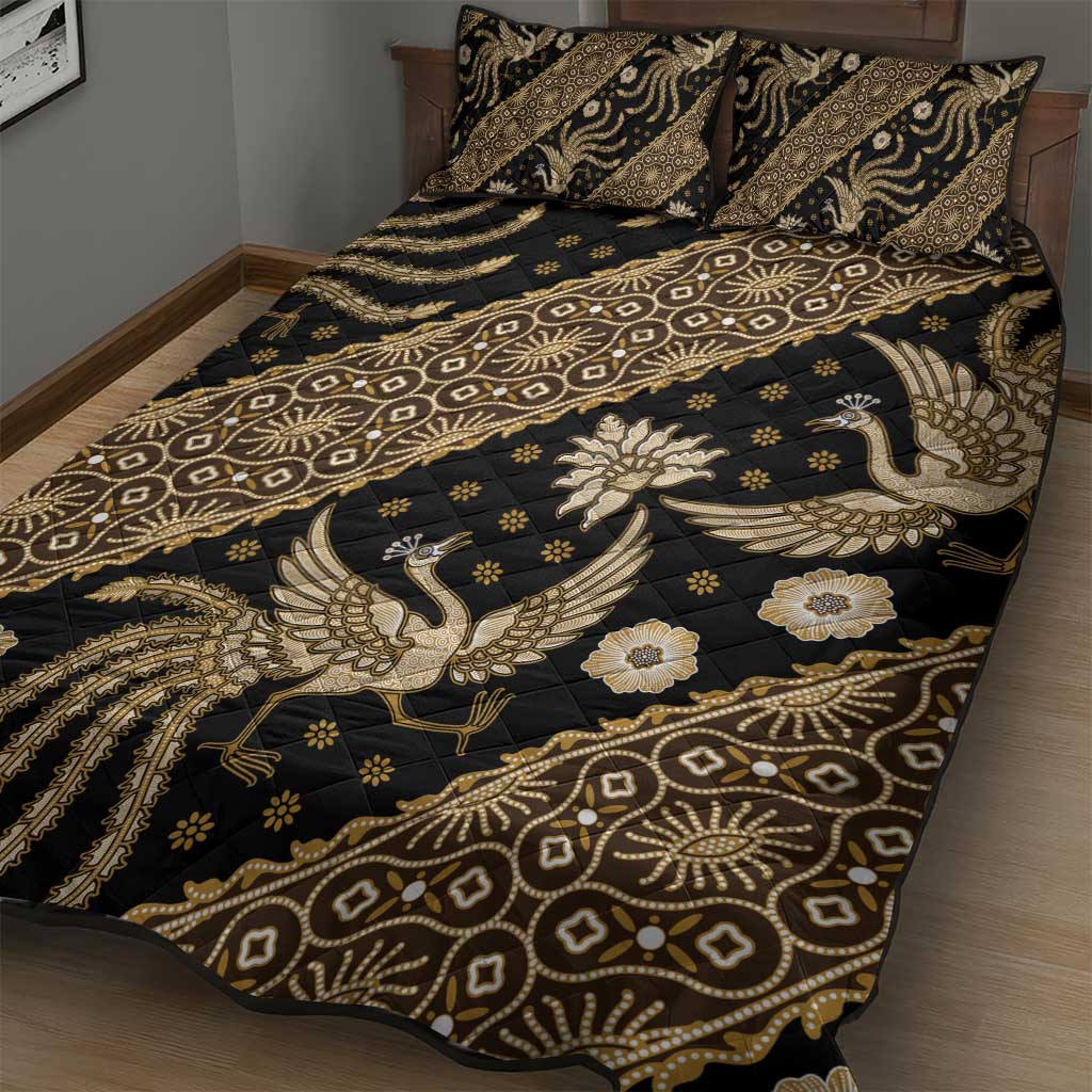Indonesia Batik Pattern Quilt Bed Set Gold Version - Wonder Print Shop