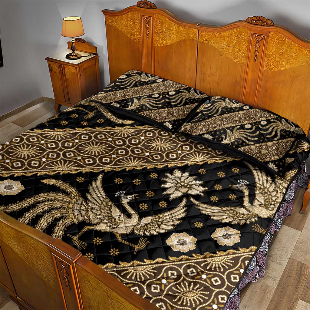 Indonesia Batik Pattern Quilt Bed Set Gold Version - Wonder Print Shop