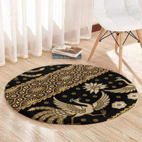 Indonesia Batik Pattern Round Carpet Gold Version
