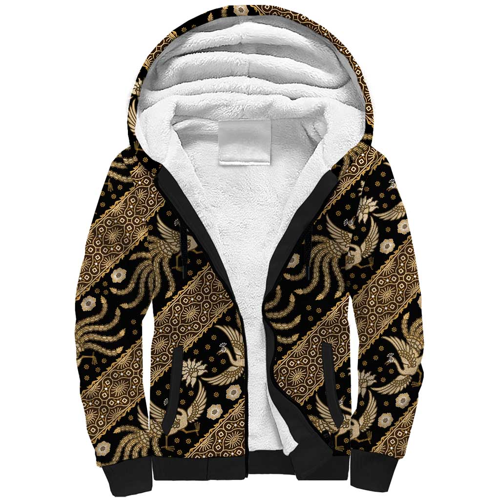 Indonesia Batik Pattern Sherpa Hoodie Gold Version - Wonder Print Shop