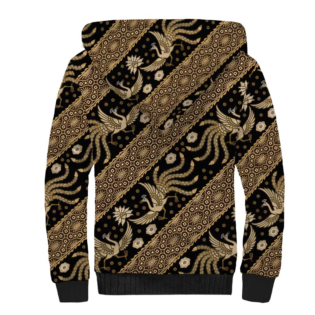Indonesia Batik Pattern Sherpa Hoodie Gold Version - Wonder Print Shop
