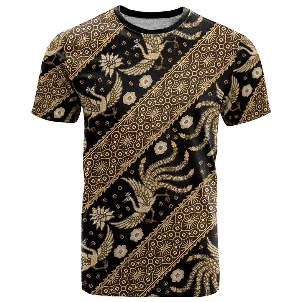 Indonesia Batik Pattern T Shirt Gold Version - Wonder Print Shop