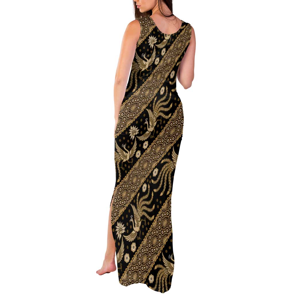 Indonesia Batik Pattern Tank Maxi Dress Gold Version - Wonder Print Shop