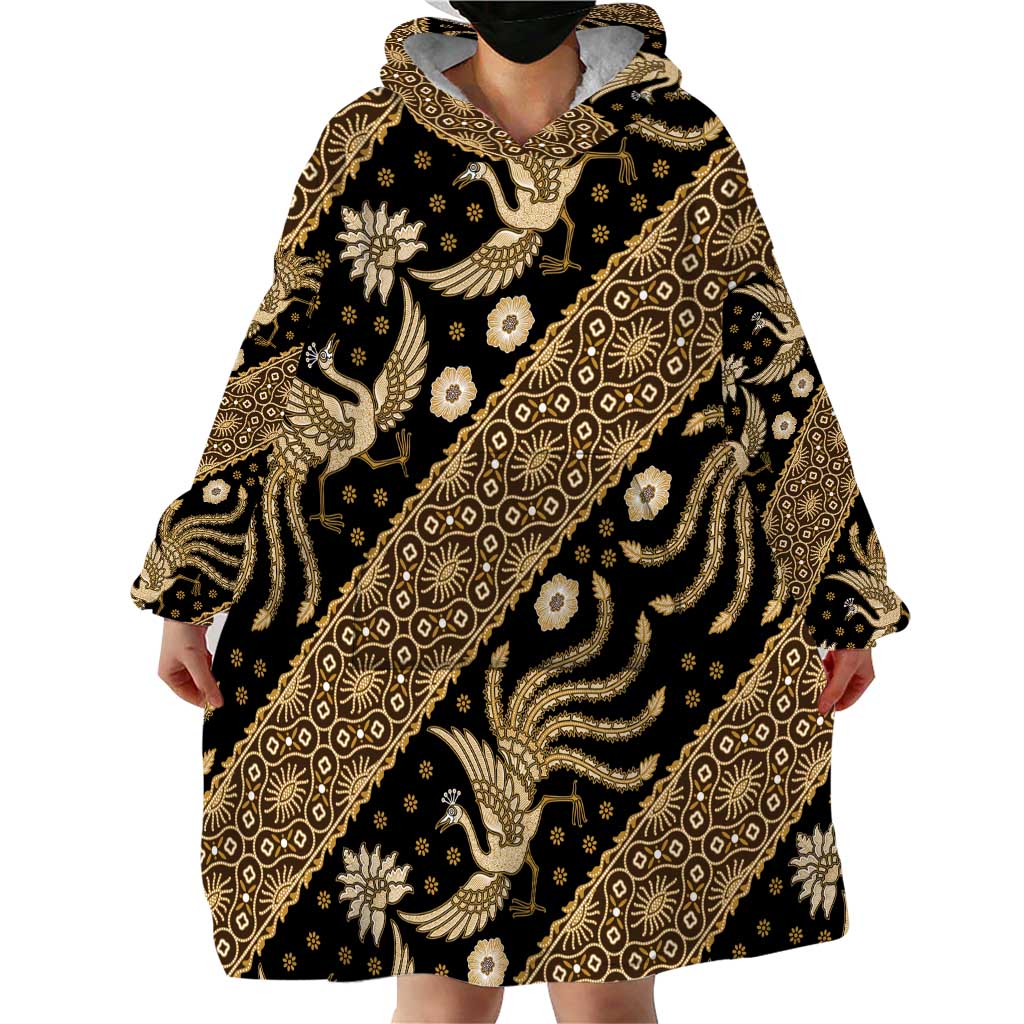 Indonesia Batik Pattern Wearable Blanket Hoodie Gold Version - Wonder Print Shop