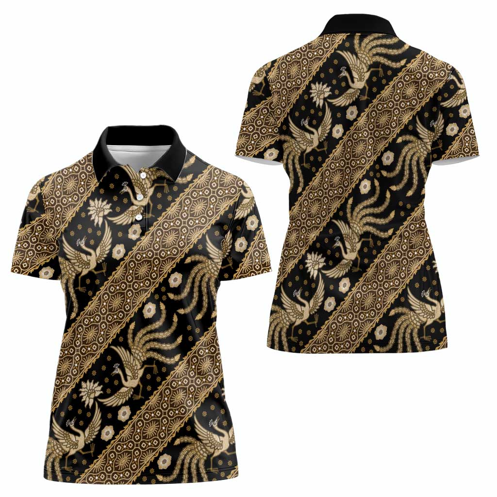 Indonesia Batik Pattern Women Polo Shirt Gold Version - Wonder Print Shop