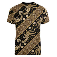 Indonesia Batik Pattern Women V-Neck T-Shirt Gold Version - Wonder Print Shop