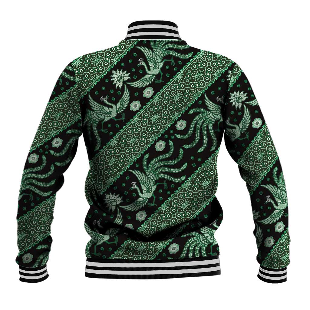 Indonesia Batik Pattern Baseball Jacket Green Version - Wonder Print Shop