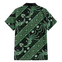 Indonesia Batik Pattern Family Matching Mermaid Dress and Hawaiian Shirt Green Version - Wonder Print Shop