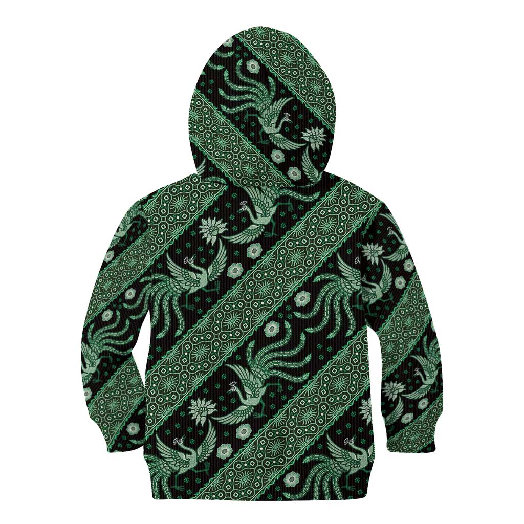Indonesia Batik Pattern Kid Hoodie Green Version - Wonder Print Shop