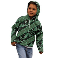 Indonesia Batik Pattern Kid Hoodie Green Version - Wonder Print Shop