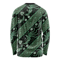 Indonesia Batik Pattern Long Sleeve Shirt Green Version - Wonder Print Shop