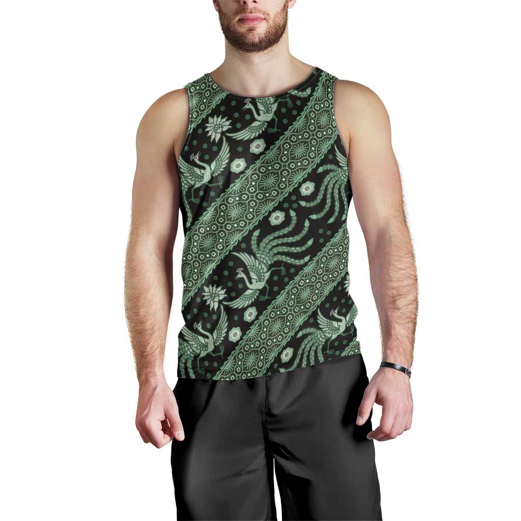 Indonesia Batik Pattern Men Tank Top Green Version - Wonder Print Shop
