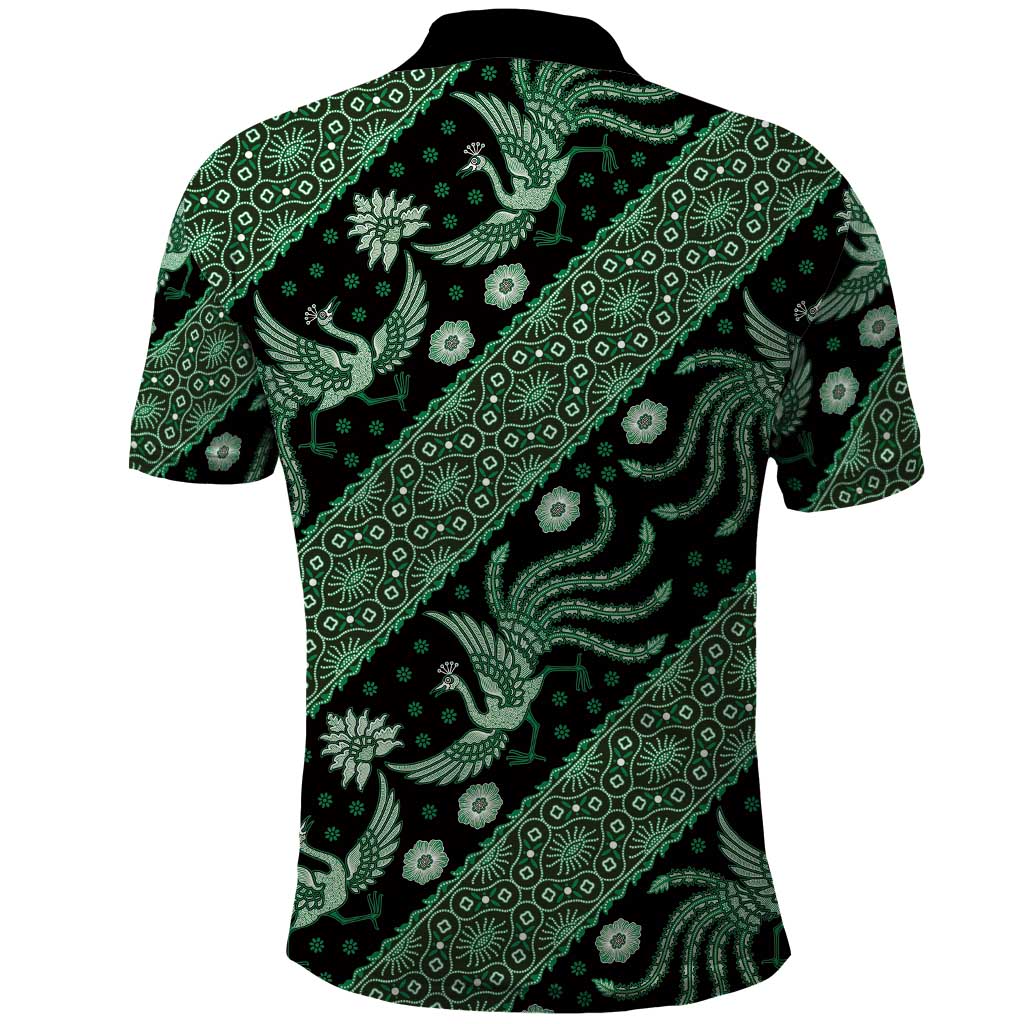 Indonesia Batik Pattern Polo Shirt Green Version - Wonder Print Shop