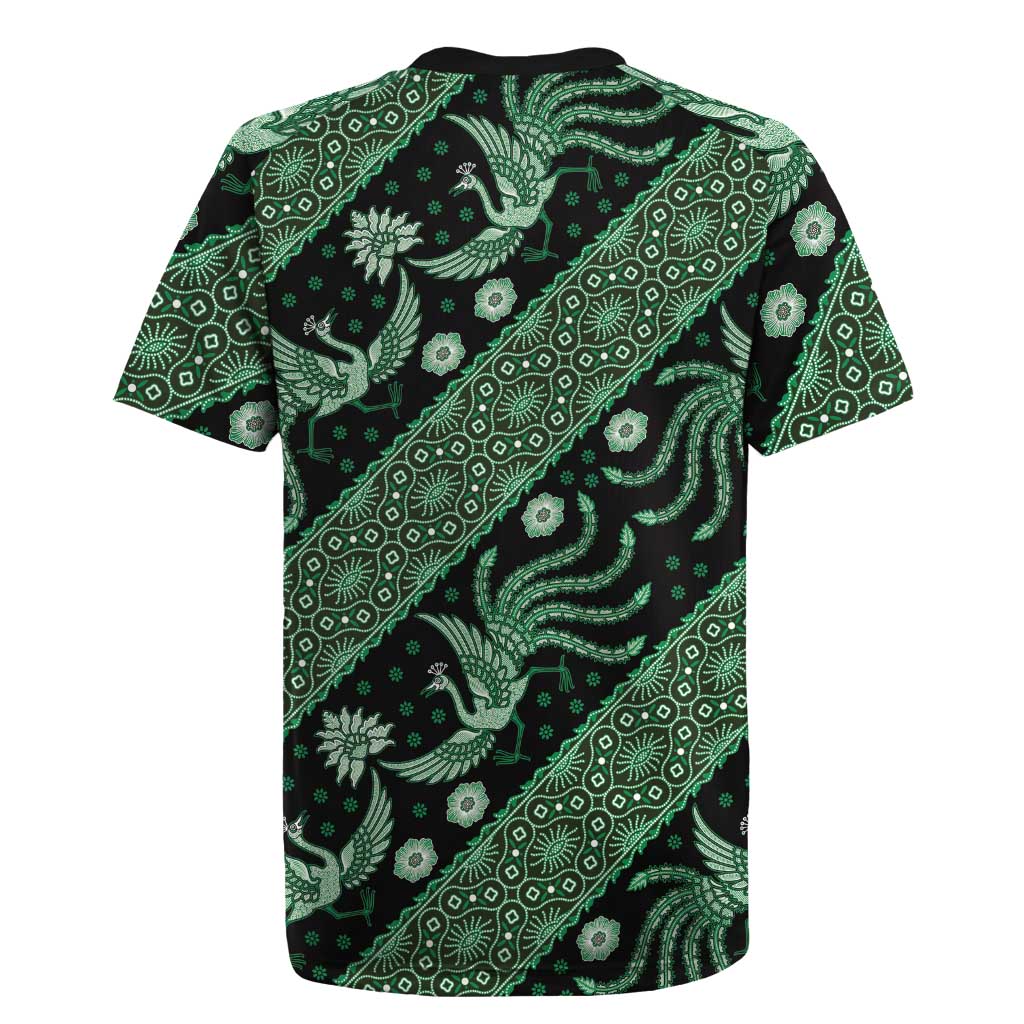 Indonesia Batik Pattern Rugby Jersey Green Version - Wonder Print Shop