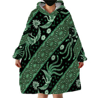 Indonesia Batik Pattern Wearable Blanket Hoodie Green Version - Wonder Print Shop