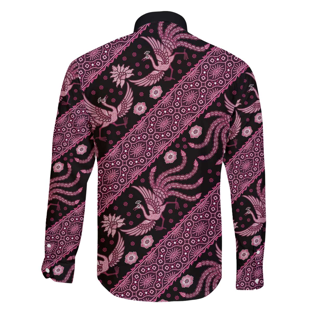Indonesia Batik Pattern Family Matching Off The Shoulder Long Sleeve Dress and Hawaiian Shirt Pink Version - Wonder Print Shop
