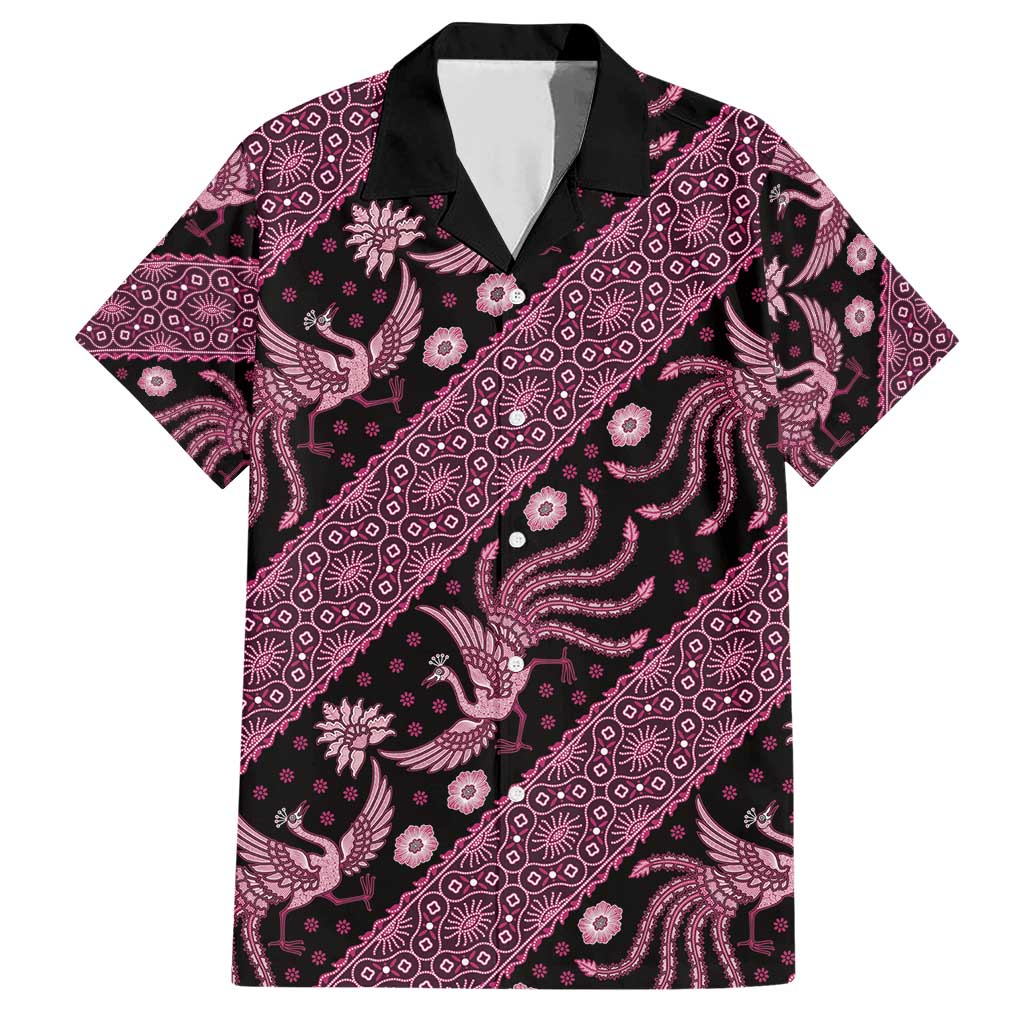 Indonesia Batik Pattern Family Matching Short Sleeve Bodycon Dress and Hawaiian Shirt Pink Version - Wonder Print Shop