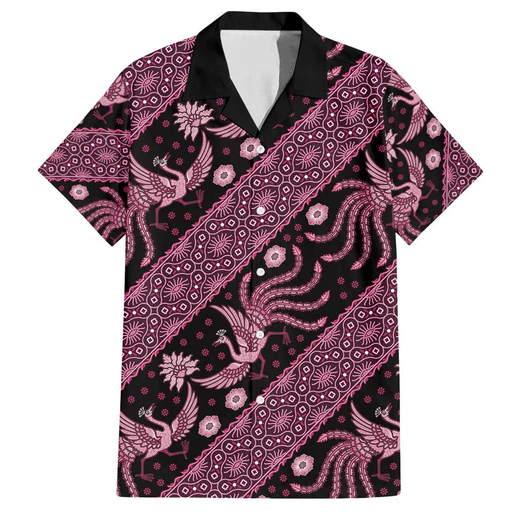 Indonesia Batik Pattern Family Matching Summer Maxi Dress and Hawaiian Shirt Pink Version - Wonder Print Shop