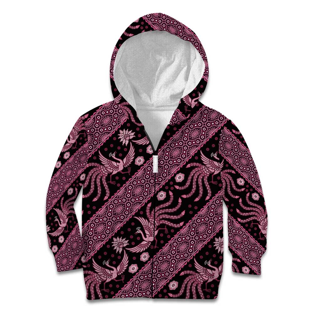 Indonesia Batik Pattern Kid Hoodie Pink Version - Wonder Print Shop