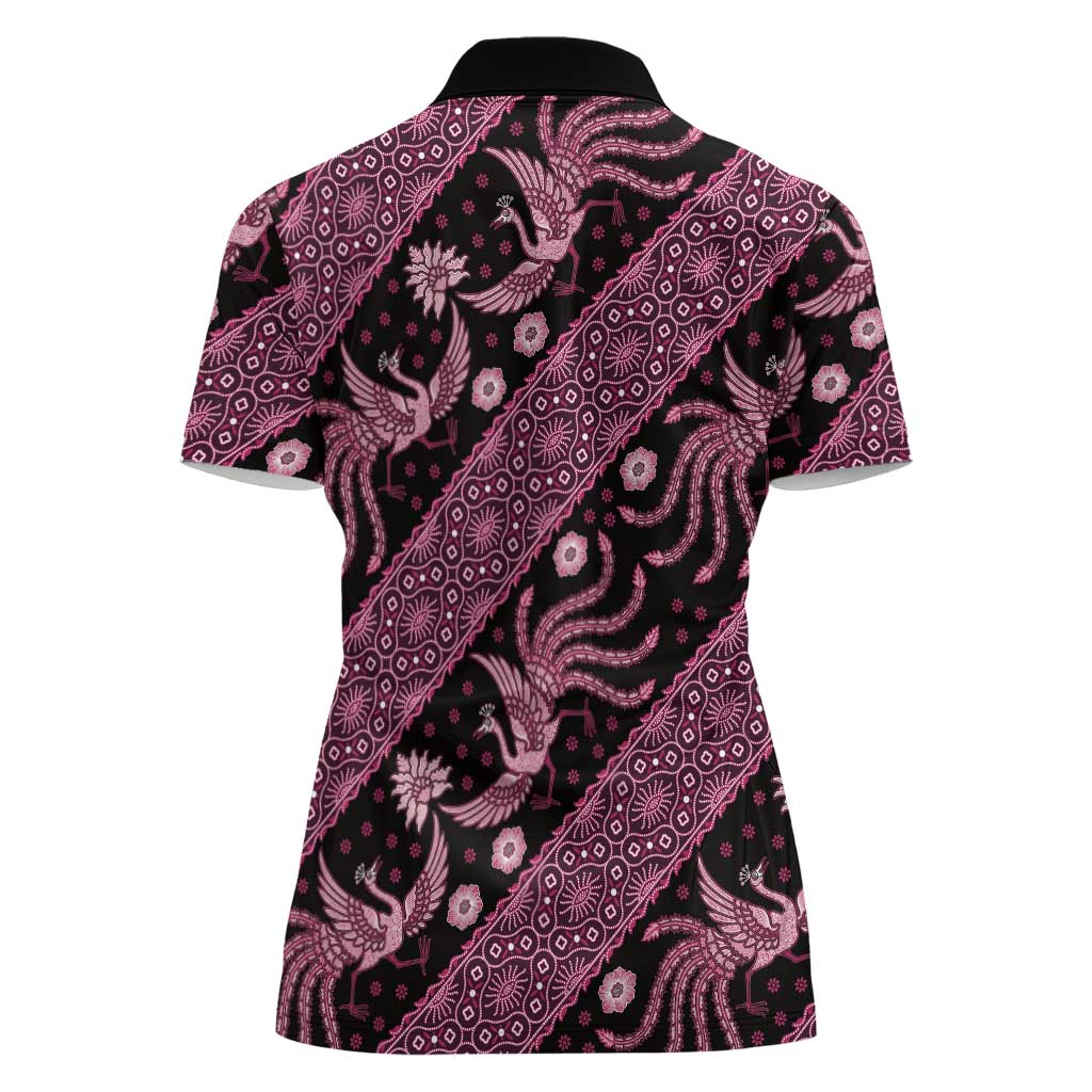 Indonesia Batik Pattern Women Polo Shirt Pink Version - Wonder Print Shop