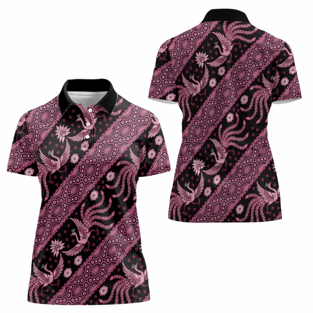 Indonesia Batik Pattern Women Polo Shirt Pink Version - Wonder Print Shop