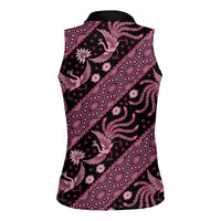 Indonesia Batik Pattern Women Sleeveless Polo Shirt Pink Version - Wonder Print Shop