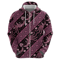 Indonesia Batik Pattern Zip Hoodie Pink Version - Wonder Print Shop
