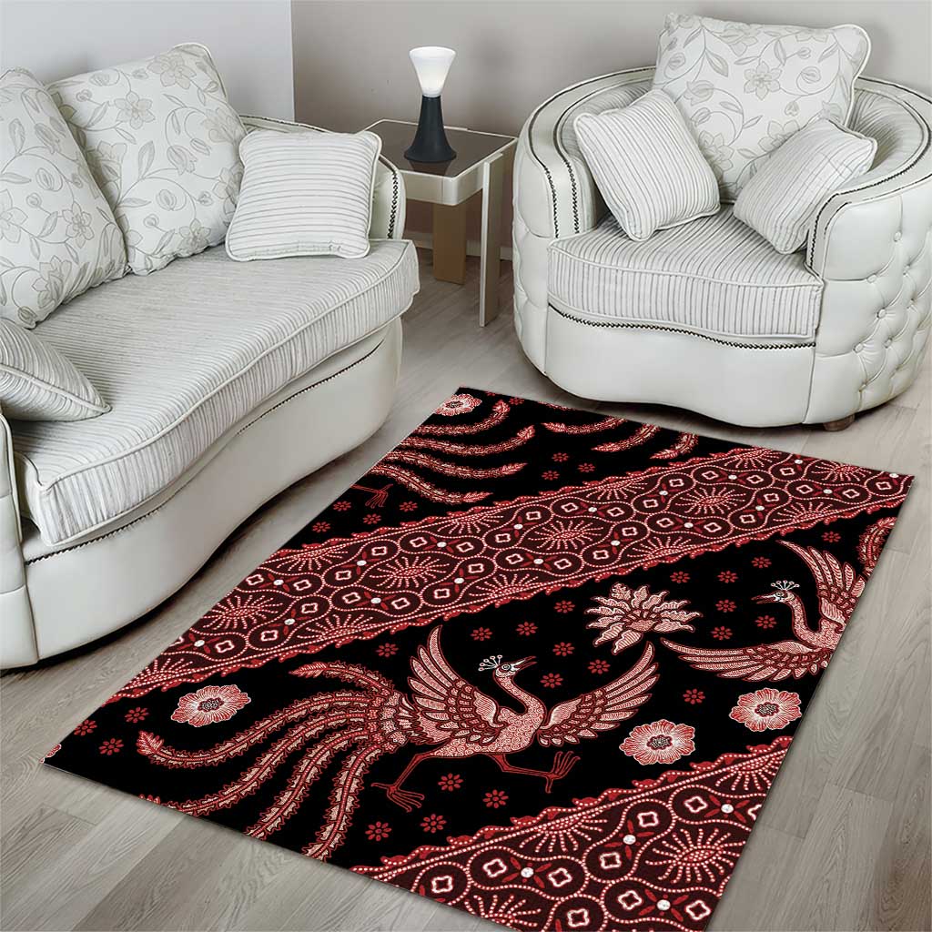 Indonesia Batik Pattern Area Rug Red Version - Wonder Print Shop