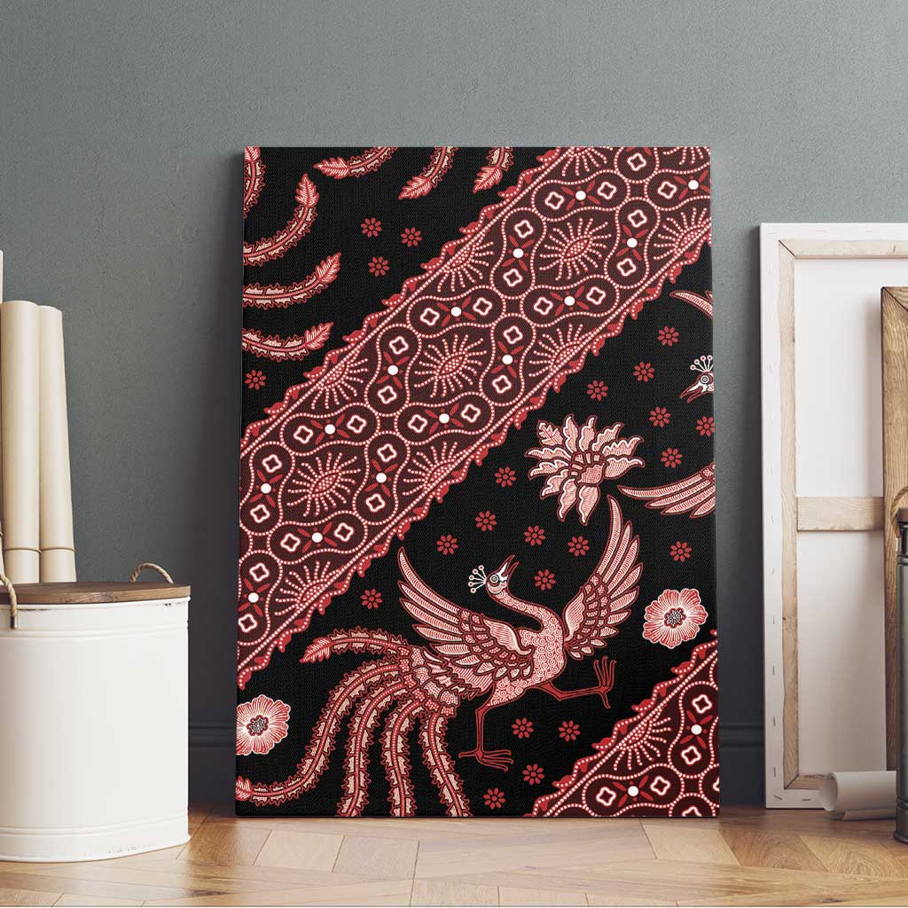 Indonesia Batik Pattern Canvas Wall Art Red Version - Wonder Print Shop