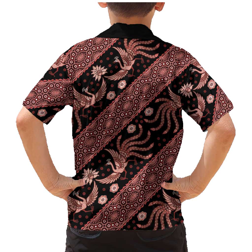 Indonesia Batik Pattern Family Matching Mermaid Dress and Hawaiian Shirt Red Version - Wonder Print Shop