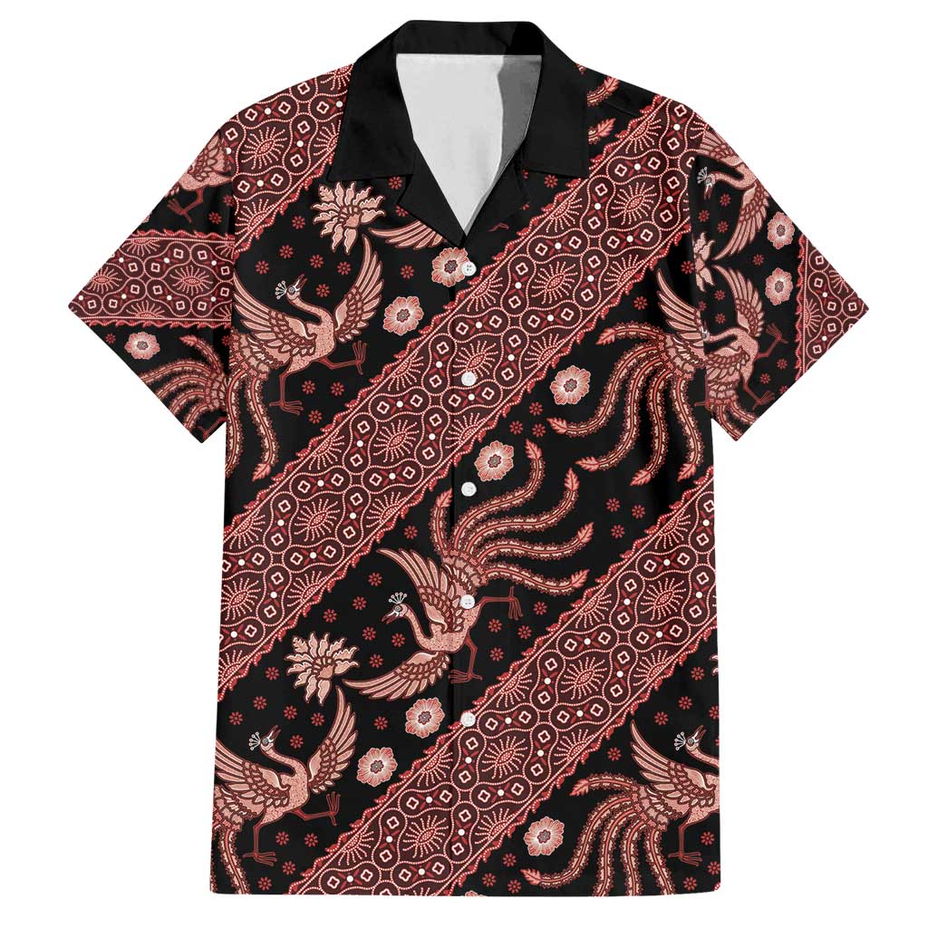 Indonesia Batik Pattern Family Matching Summer Maxi Dress and Hawaiian Shirt Red Version - Wonder Print Shop